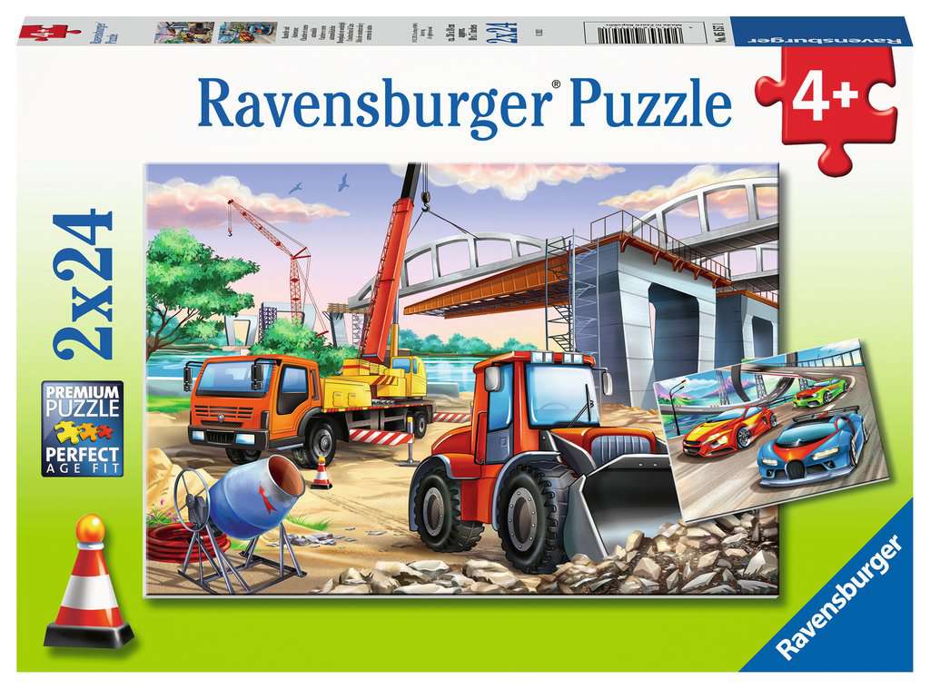 Ravensburger Construction Vehicles 100 Piece Jigsaw Puzzle for Kids - 12973  - Every Piece is Unique, Pieces Fit Together Perfectly