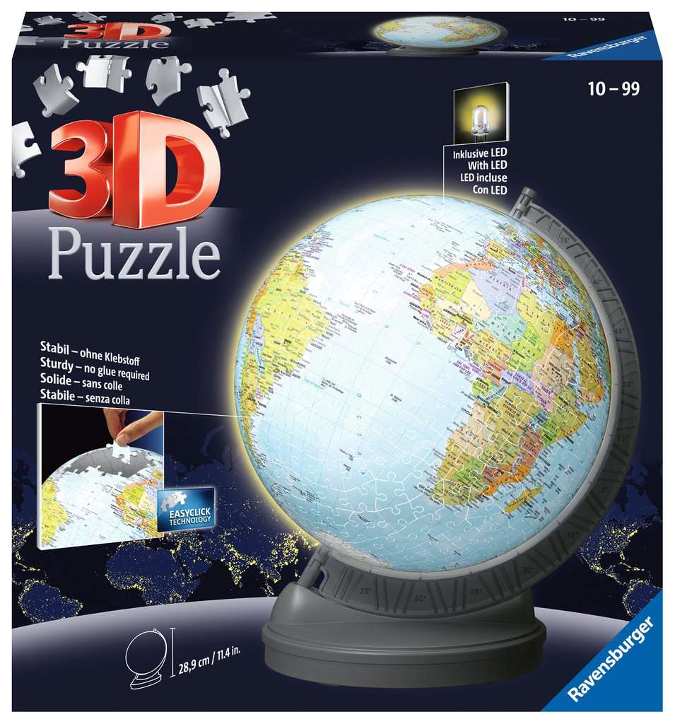 Puzzle-Ball Globe with Light 540pcs, 3D Puzzle Balls, 3D Puzzles, Products
