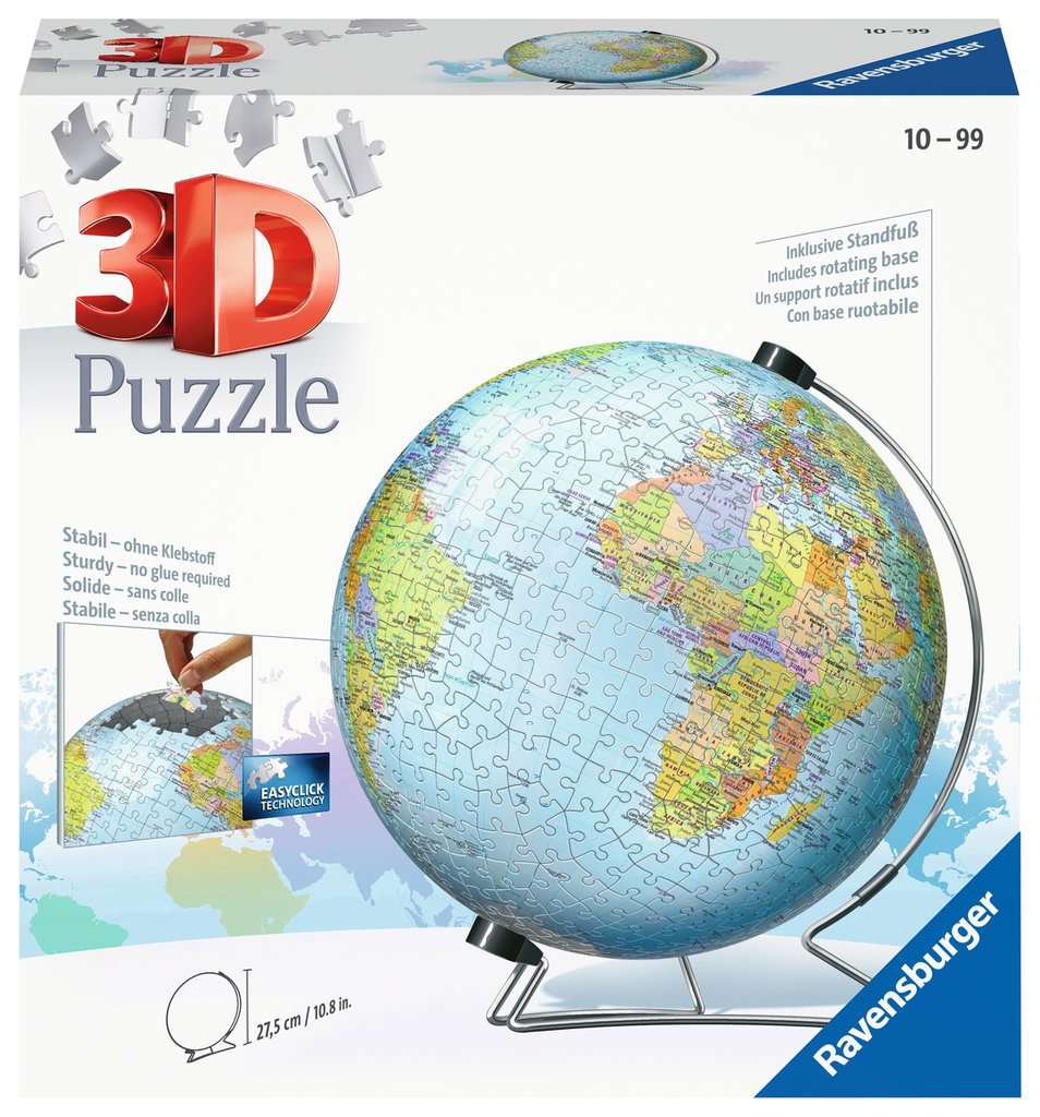 Puzzle Ball 3D 180 pièces : Globe terrestre - Ravensburger - Rue des Puzzles