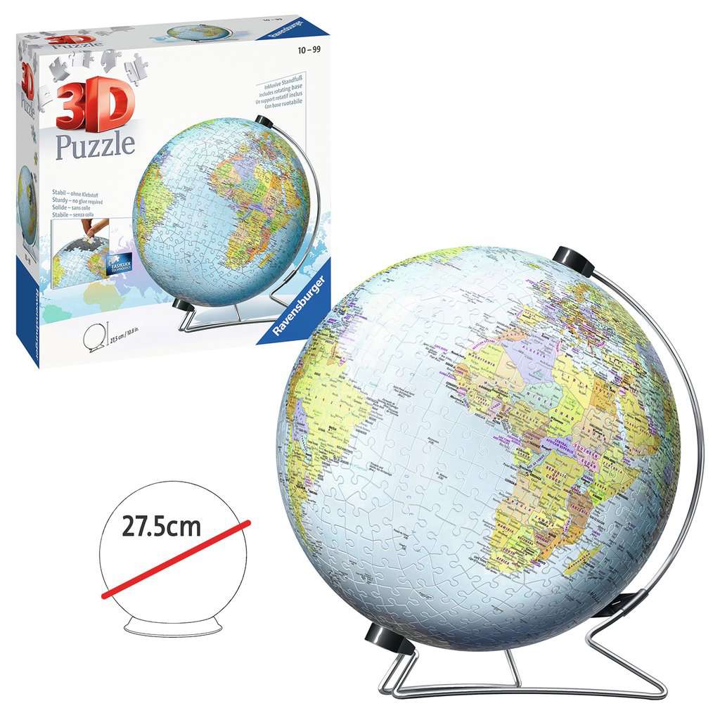 3D Earth Puzzleball By 3D.JP Yellow Marble Earth 60 Pieces 3” Globe NEW  SEALED