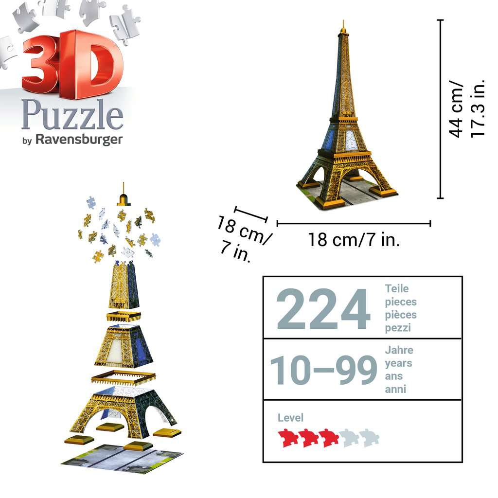 Just built 224 piece, 3d Eiffel Tower puzzle. : r/Jigsawpuzzles